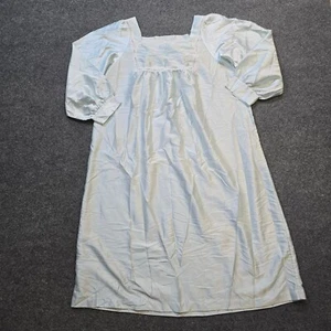 Vintage Barbizon Nightgown Womens Large Blue Satin Embroidered Square Neck Retro - Picture 1 of 12