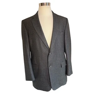 Jos A Bank Men’s 44L Gray Black Check Wool 2 Button Blazer Sport Coat - Picture 1 of 10