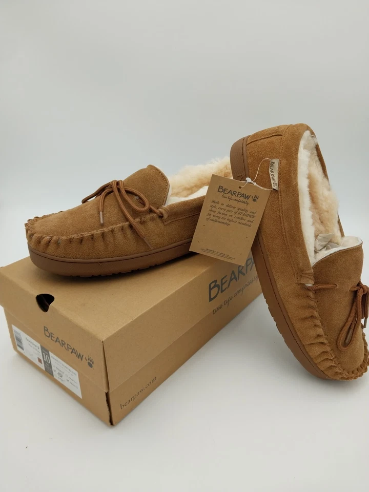 BEARPAW MOC II 2382m Moccasin SLIPPER Men's Size 10 W Brown