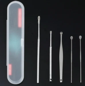 5 Pcs/Set Stainless Steel Spiral Ear Pick Spoon Tool Ear Wax Remover Cleaner Kit - Picture 1 of 5