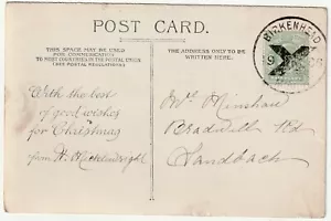 1906 BIRKENHEAD WEIHNACHTSKREUZ POSTSTEMPEL - WEIHNACHTSSCHNEESZENE NACH SANDBACH CHESHIRE - Bild 1 von 3