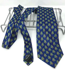 Santas Dream Herren Weihnachtsbaum Krawatte blau 100% Seide Urlaub sehr guter Zustand - Bild 1 von 5