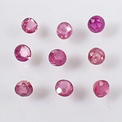 1.36 carats Qty 9 Pieces Round 2.9-3.0 mm Red-Pinkish Natural Ruby Gemstone - Image 1 of 4