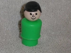 Fisher Price Little People Vintage Black Hair Dad Man in Green - Picture 1 of 4