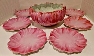VTG Takito Beautiful Hand Painted Japan Lusterware Bowl & Plate Set~Pink~Floral - Picture 1 of 11