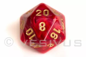 DICE Chessex VORTEX BURGUNDY RED Marble Swirl d20 Single RPG Game 27434 - Picture 1 of 1