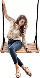Taeku Adult Tree Swing, Hanging Beech Wood Swings with Adjustable Rope Garden Ch - Picture 1 of 7