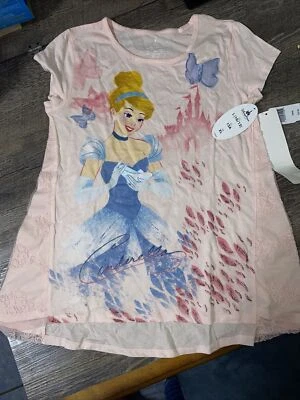 Blusa Top Rosa Encaje Talla L Niñas Cenicienta Parques Disney Nueva Con Etiquetas Mariposa  Foto 1 de 4