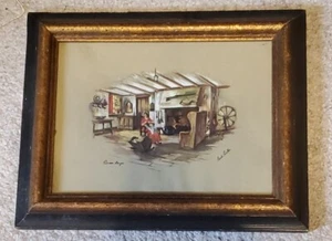 VTG. PAUL PORTER ( UK ARTIST)-“Pioneer Days” ART PRINT WOOD FRAME Colonial 1965s - Picture 1 of 8