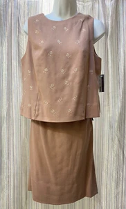 NWT Amanda Smith Petites Pink Sleeveless Top & Skirt Size 12P Fully Lined Roses - Picture 1 of 17