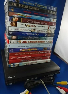 Christmas DVD Family Movie Lot (16) Plus FREE DVD PLAYER Bundle kids *SEE PICs* - Picture 1 of 9