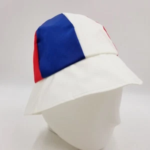 Cappello vintage Dee Lee's Bucket rosso bianco blu anni 70 floppy spiaggia alveare medio - Foto 1 di 16
