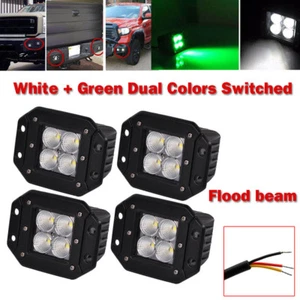 4pcs 5" Flush Mount Green White LED Pods Work Light Flood Beam Pods Dual Colors - Foto 1 di 9