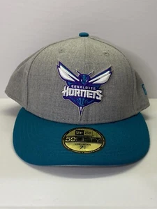 Charlotte Hornets Hat New Era 59Fifty Low Profile Men Grey Teal Fitted 7-1/2 NBA - Picture 1 of 9