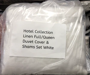 Hotel Collection Linen Blend FULL/QUEEN Duvet Cover & Pillow shams Set White - Picture 1 of 6