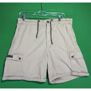 Eddie Bauer Men’s Medium Khaki Beige Cargo Shorts Beach Casual Travel Elastic - Picture 1 of 18