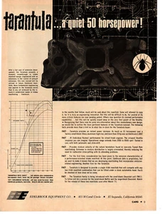 1968 EDELBROCK TARANTULA INTAKE MANIFOLD ~ ORIGINAL PRINT AD - Imagen 1 de 2