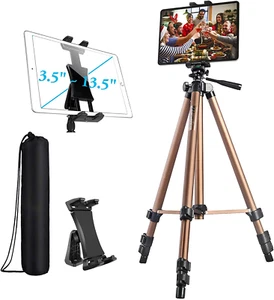 IPad Tripod, Tablet Tripod Stand 53 inch Adjustable Height Aluminum Mount Holder - Picture 1 of 11