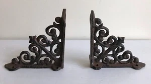 Antique Style Cast Iron Shelf Brackets Garden Braces Rustic Bracket 3.75 x 3.75" - Picture 1 of 10