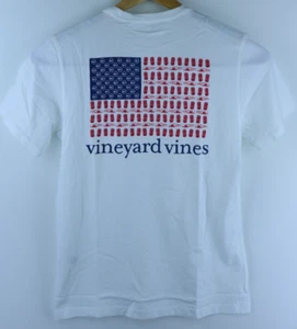 Nuova T-Shirt Vineyard Vines Uomo Rossa Bianca An Brew Piccola Bianca Bandiera Americana USA - Foto 1 di 4