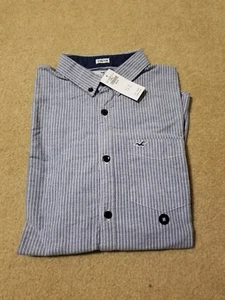Neu mit Etikett Hollister Stretch gestreiftes Hemd mit Knopfleiste blau gestreift Medium - Bild 1 von 1