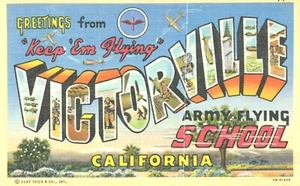 VIntage Postcard-Greetings from Victorville,Army Flying School, Large Letter, CA - Picture 1 of 2