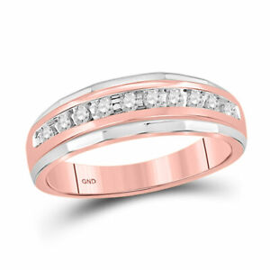 10kt Rose Gold Mens Round Diamond Wedding Band Ring 1/4 Cttw