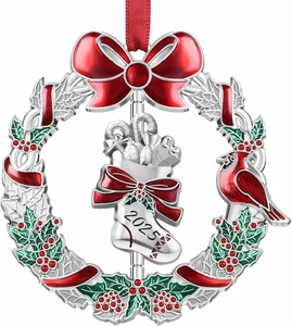 Christmas Dated Ornament 2025 for Xmas Tree Decorations, 2025 Christmas Wreath O - Picture 1 of 12