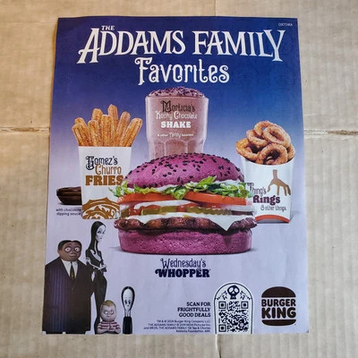 Burger King - Wednesday Addams Family Purple Whopper anuncio impreso raro Foto 1 de 3