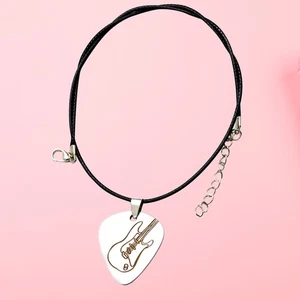 Guitar Pick Necklace PU Cord and Stainless Steel Charm Shaped Like - Picture 1 of 17