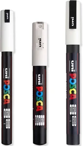 Posca - Ultra Fine to Fine Paint Marker Pens Set - PC-1MR, PC-1M, PC-3M - Whi... - Picture 1 of 7