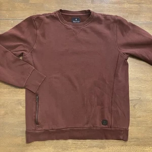 Roark Men Sweatshirt Small Pullover Zipper Pocket Crew Neck Burgundy Maroon - Picture 1 of 10