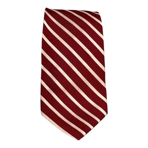 Valentino Tie Mens Red White Striped Silk Made In Italy Classic Formal Necktie - Picture 1 of 8