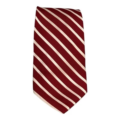 Corbata Valentino Para Hombre Roja Blanca Rayas Seda Hecha en Italia Clásica Formal Corbata Foto 1 de 4