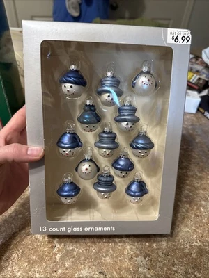 Lote de 413 adornos de vidrio/metal muñeco de nieve azul/invierno Navidad/invierno Foto 1 de 3