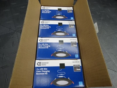 Commercial Electric 4 in. LED Slim Color Changing Recessed Kit 91472 (Lot of 4) — 第 1/4 张图片
