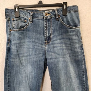 Y2K Wrangler Womens Jeans Blue Denim Slim Straight Whiskering Tag 32x41 VTG - Picture 1 of 10