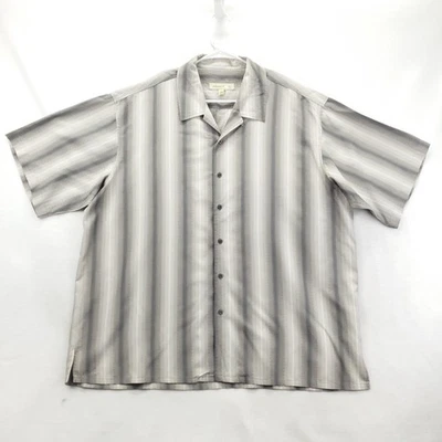 Camisa Joseph & Feiss Para Hombre 2XL Gris Rayas 100% Seda Manga Corta Botón Delantero Foto 1 de 4