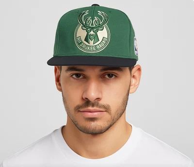 NBA Milwaukee Bucks Mitchell Ness Snapback Brim Cap Nuevo Foto 1 de 4