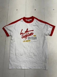 Asos Design White Red Short Sleeve LA Supplier Graphic T Shirt Mens Size Small - Picture 1 of 6