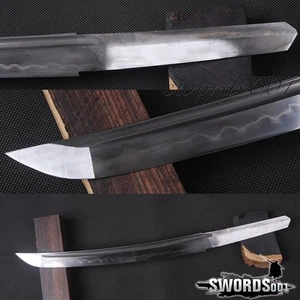 Handpolierter gefalteter Stahl Ton Temper nackte Klinge japanisches Tanto Rohling Schwert - Bild 1 von 11