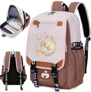 Mochila Correa Ajustable Versátil Viaje Bolso Escolar Unisex Capibara, Rosa - Imagen 1 de 7