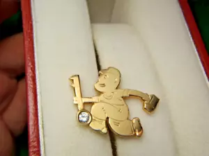 Solid 14k Gold Diamond Locksmith with Key Lapel Pin Tie Tack Handmade LOT 1254 - Picture 1 of 8