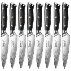 Sunnecko 5" Utility Steak Knives Japanese VG10 Damascus Steel Kitchen Knife - Foto 1 di 32