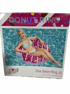 Inflatable 42" Chocolate Donut w/ Bite Swim Ring Pool Beach Lake Toy H2O Go B - Picture 1 of 2
