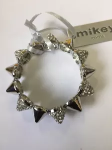 Mikey London Silver & Crystal Stud Stretch Bracelet Ladies, Brand New Fashion - Picture 1 of 1