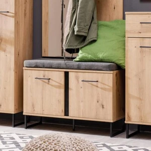MOBILE INGRESSO PANCA CONTENITORE CON CUSCINO MODERNO DESIGN JANET ROVERE NERO - Foto 1 di 4