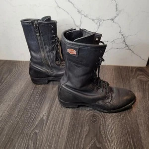 Harley Davidson Boots Womens 7.5 Black Leather Debossed Logo Made In USA - Picture 1 of 11