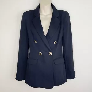 Kookai womens double breasted blazer jacket size 34 (6) black lined pockets - Picture 1 of 13