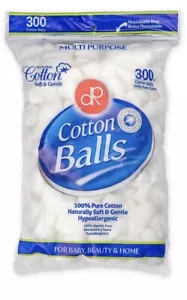 DecorRack 300 Small Cotton Balls for Make-Up, Nail Polish Removal, Applying Oil - Picture 1 of 6